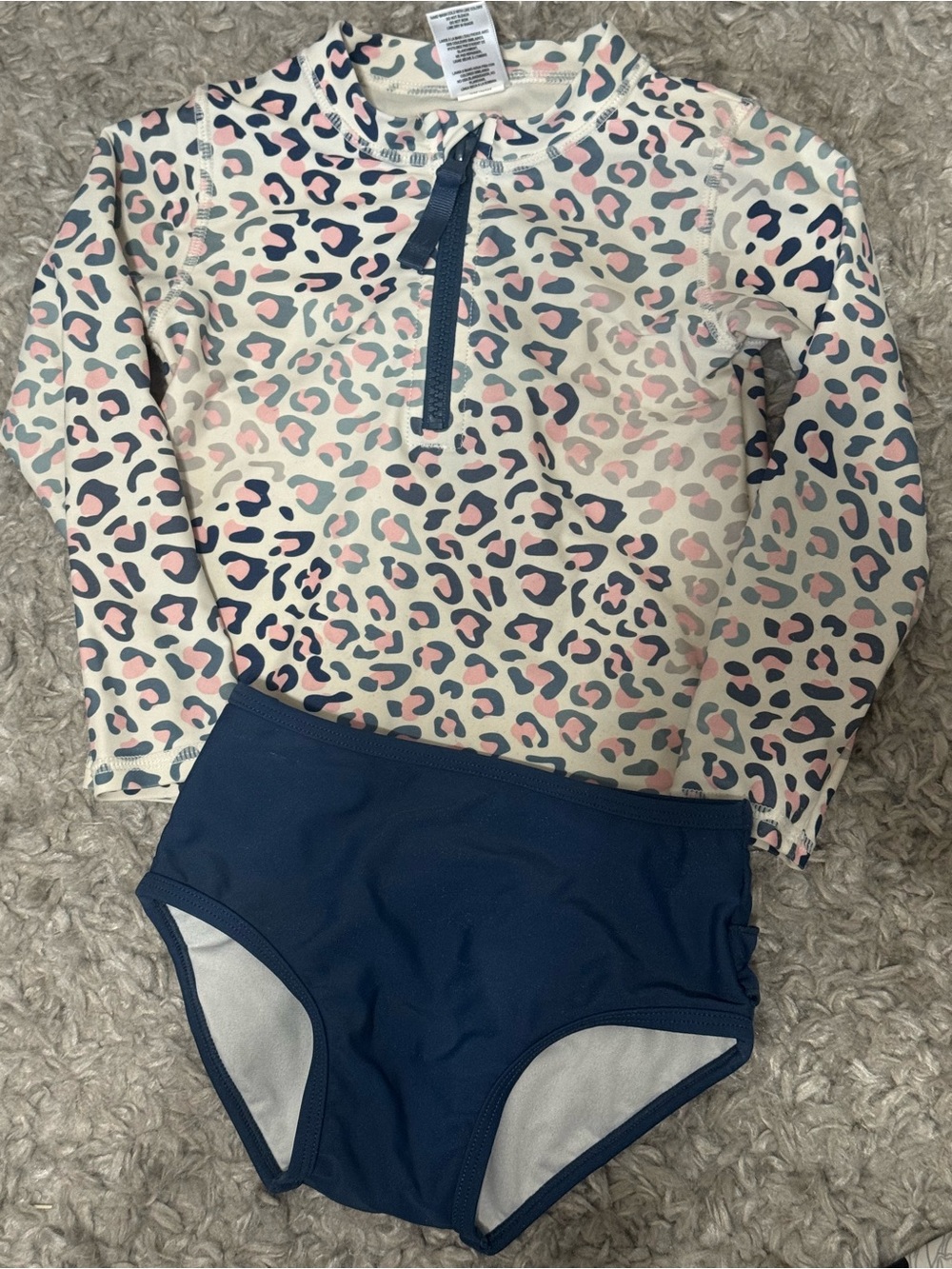 Toddler Rufflebutts Leopard Bathing Suit Set - 3T